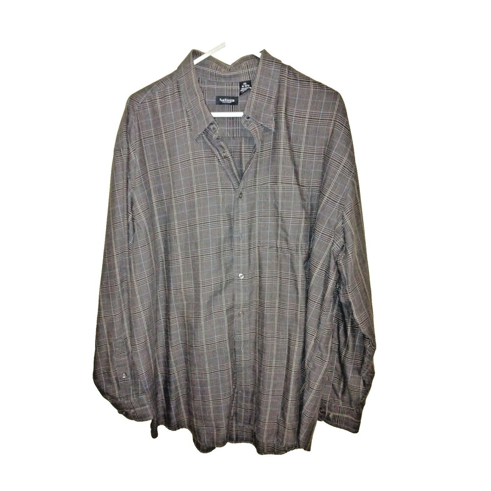 Van Heusen Plaid Dress/Casual Shirt Size 18/18.5 2XL Medium Dark Academia